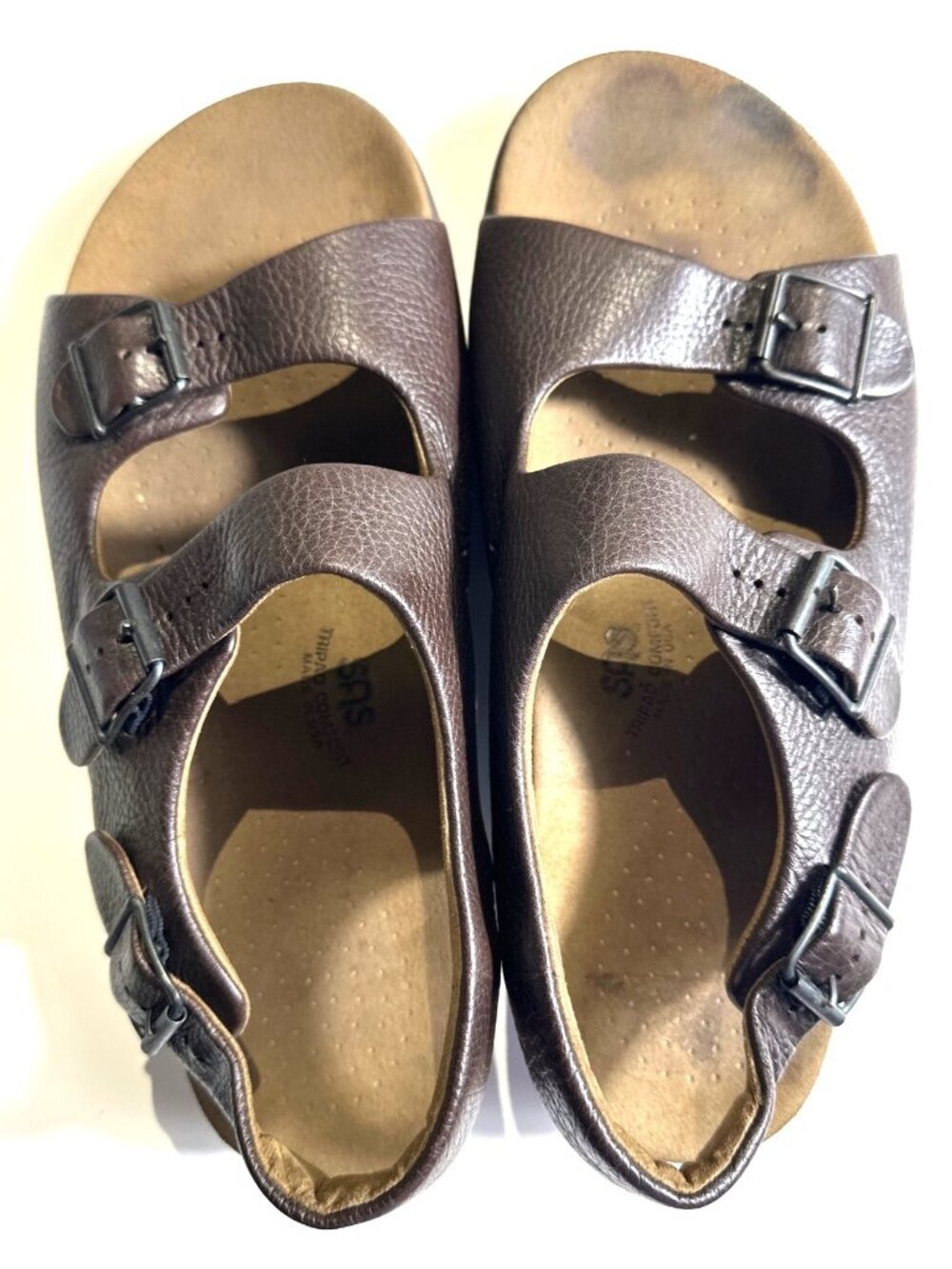 SAS Tripad Comfort Brown Leather Adjustable Strap Sandals Made In USA Size 12 M